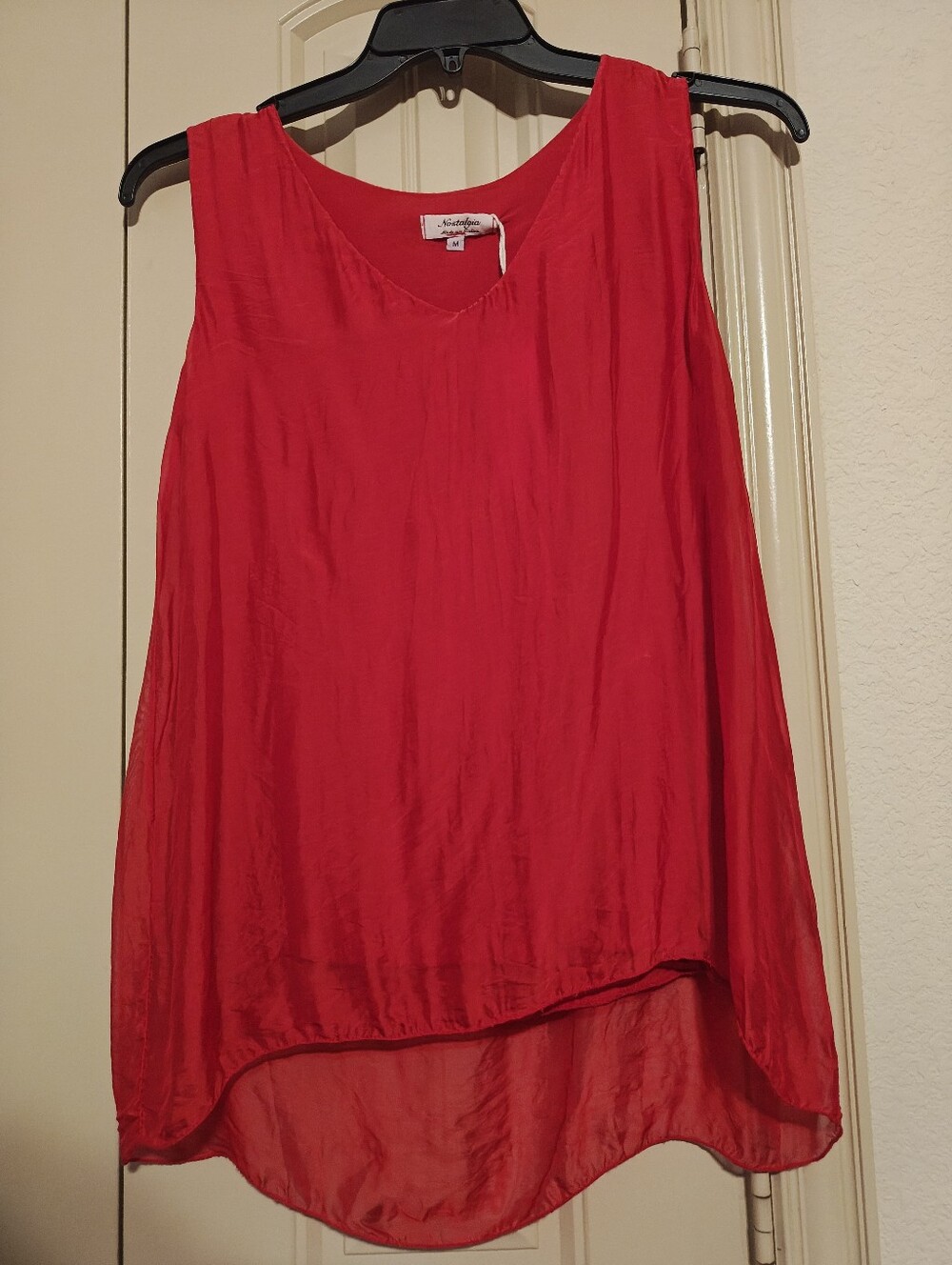 Nostalgia Made in Italy 🇮🇹 Red Silk Blend Sleeveless Tunic Top M